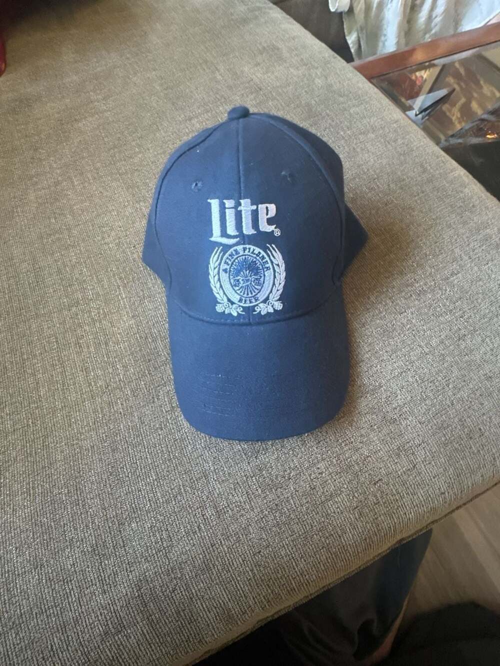 Vintage Miller Lite Navy Blue Snapback Hat Embroidered Beer Logo